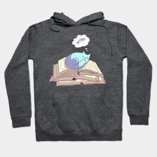 Cat sleeping on books Hoodie